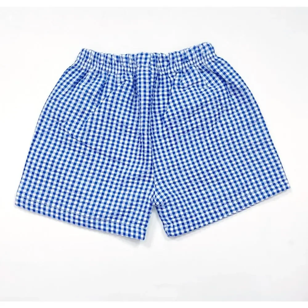 Classic Whimsy Happy Fourth Blue Gingham Short Set